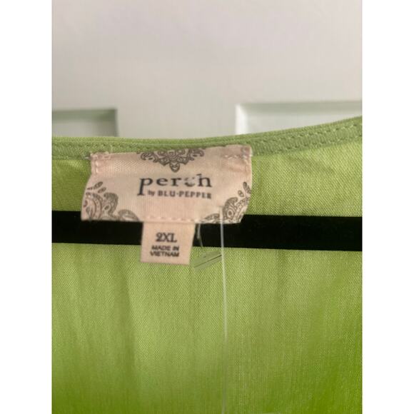 Perch by Blu Pepper Women’s Top 2XL Lime Green NWT Button Front Tunic Blou - Picture 3 of 6